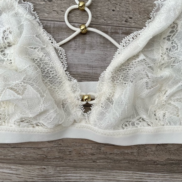 Aerie Hibiscus Lace Strappy Triangle Beaded Bralette - Picture 7 of 10